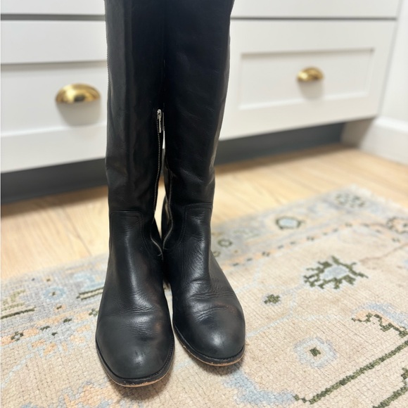Coach Merriam Tall Black Leather Riding Boots Size 11B Knee High Zip Logo - Picture 5 of 13
